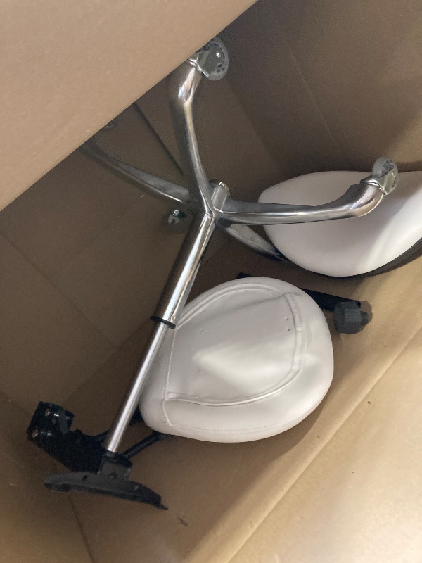 Photo 1 of Modern Saddle Stool with Backrest & 5 Wheels, Adjustable Height & Reclining, White, Office & Salon Spa Massage Tattoo Drafting, Load 198.42lbs