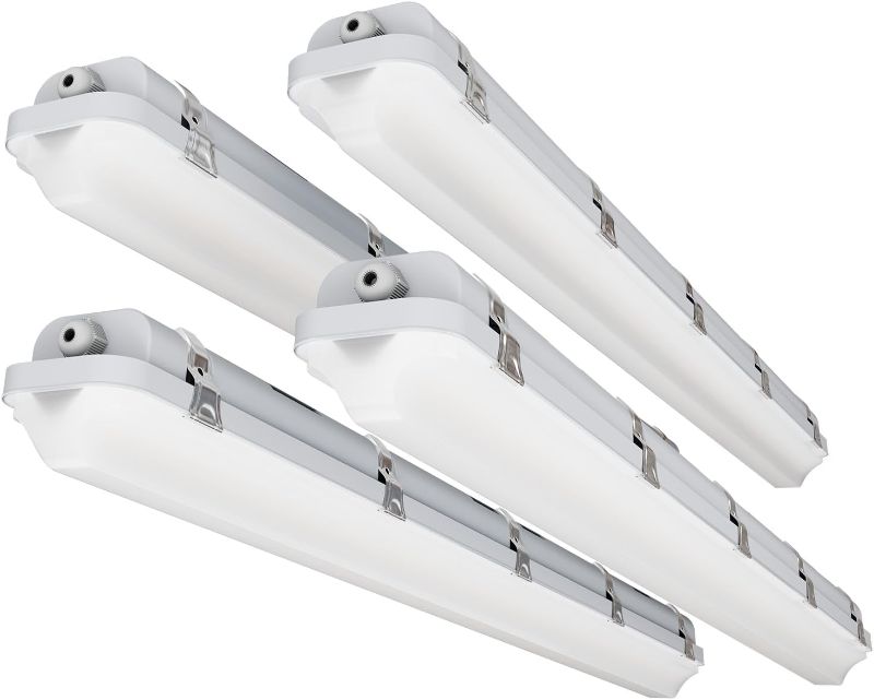 Photo 1 of 4FT LED Vapor Tight Light 60W/50W/40W,3000K/4000K/5000K CCT Selectable 7800lm (150W Eq.) IP65 Waterproof Outdoor Shop Light LED Vapor Proof Fixture for Garage Shop Barn Basement ETL 4-Pack