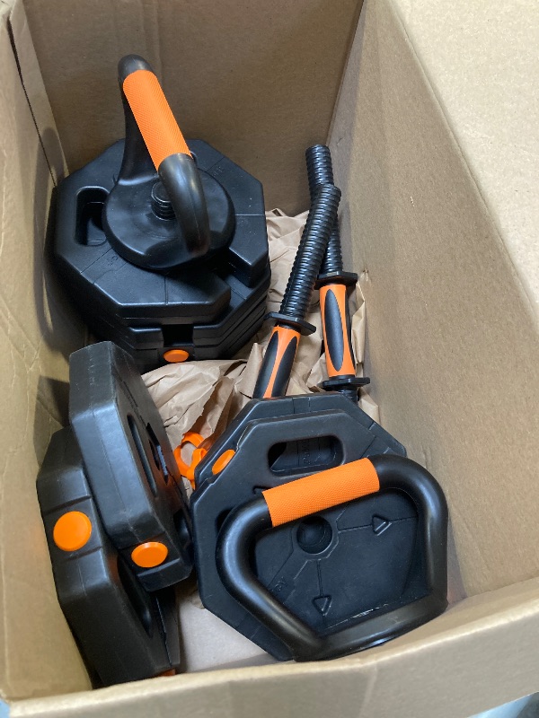 Photo 1 of ARVAKOR 66Lbs Adjustable Dumbbell Set – Octagonal Anti-Roll Design, Non-Slip Grip, Versatile Weights with Barbell, Kettlebell, Push-Up Options, Orang