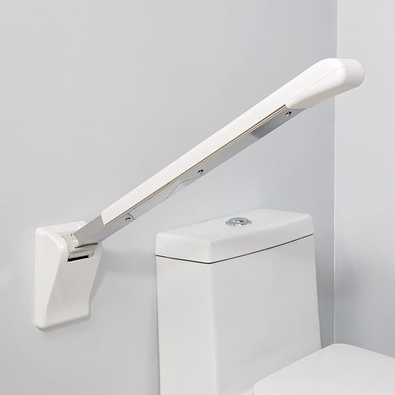 Photo 1 of Bathroom Grab Bar, 27.5 Inch Toilet Support Medical Safety Toilet Grab Bar Foldable Skid Resistance Handicap Bathroom Accessories Seat Support for Disability Aid and Elderly Assistance, Stainless