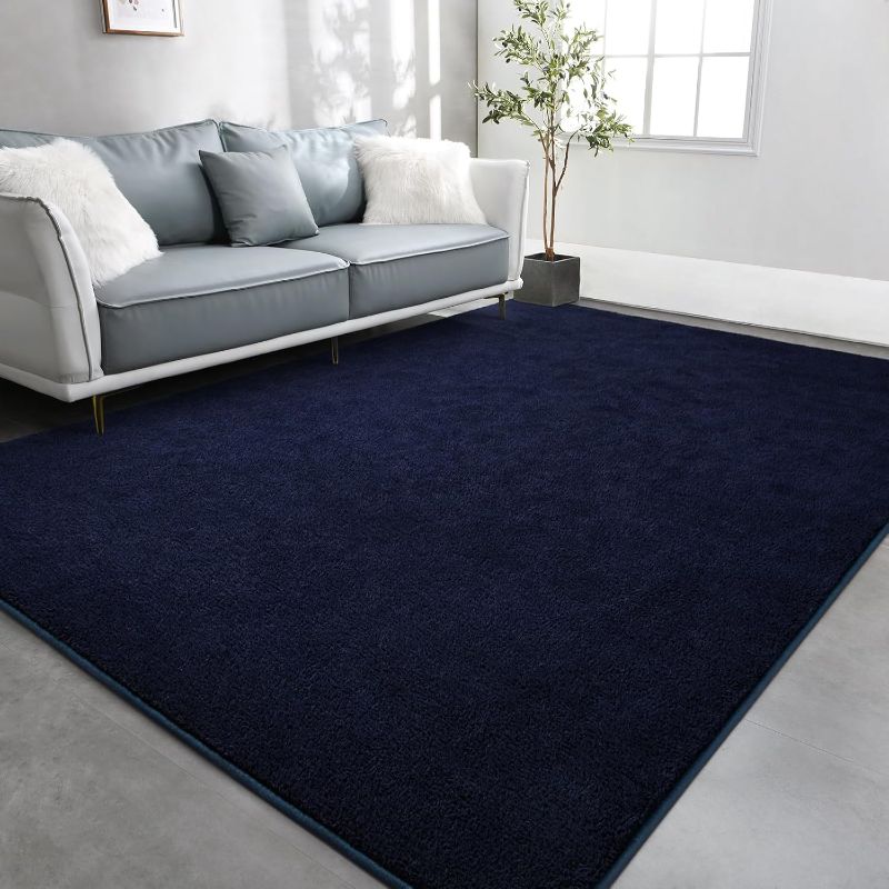 Photo 1 of TWINNIS Large Area Rugs for Living Room Bedroom, 7x10 Feet, Super Soft Indoor Thickened Memory-Foam Carpets Easy-Cleaning, Modern Aesthetic Minimalist Comfy Rug for Kids Room Home Decor, Navy Blue