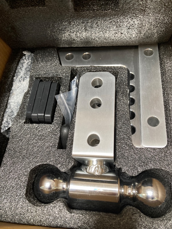 Photo 1 of Bornerwhite Adjustable Trailer Hitch Fit 2 inch Receiver, Drop Hitch 6-Inch Drop/Rise, (2" & 2-5/16") Dual Ball Mount Aluminum Tow Hitch for Trucks RV Motorcycles, 12,500 LBS GTW, 2 Anti-Theft Pins