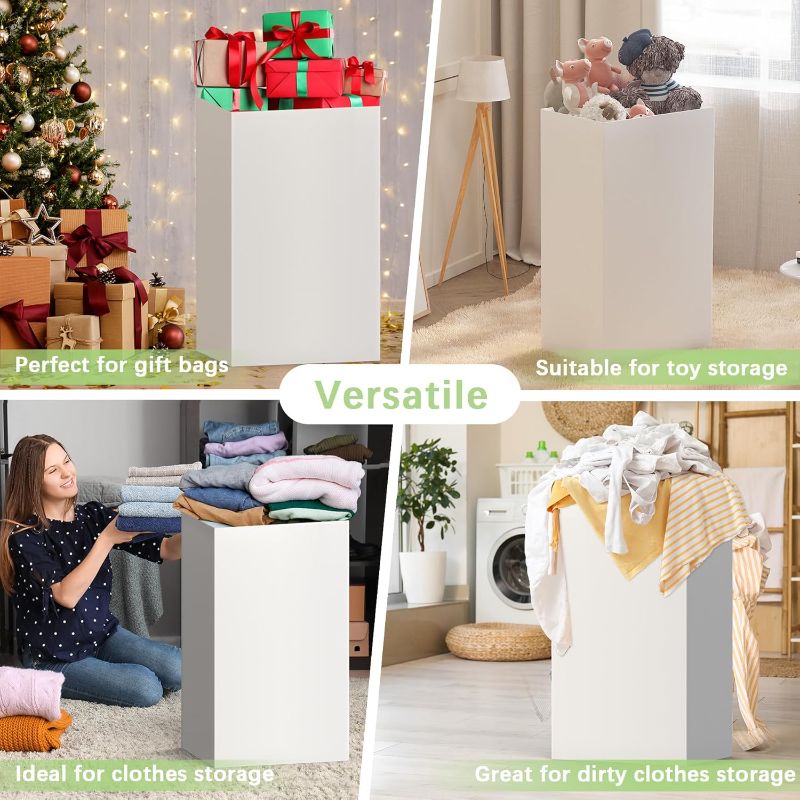 Photo 1 of 4 Pack Extra Large Disposable Trash Cans, Reusable Portable Garbage Can, 30 Gallon (30" H x 14" W x 14" D), Extra Thick Recycled Cardboard Portable Garbage Can and Recycling Bins,White