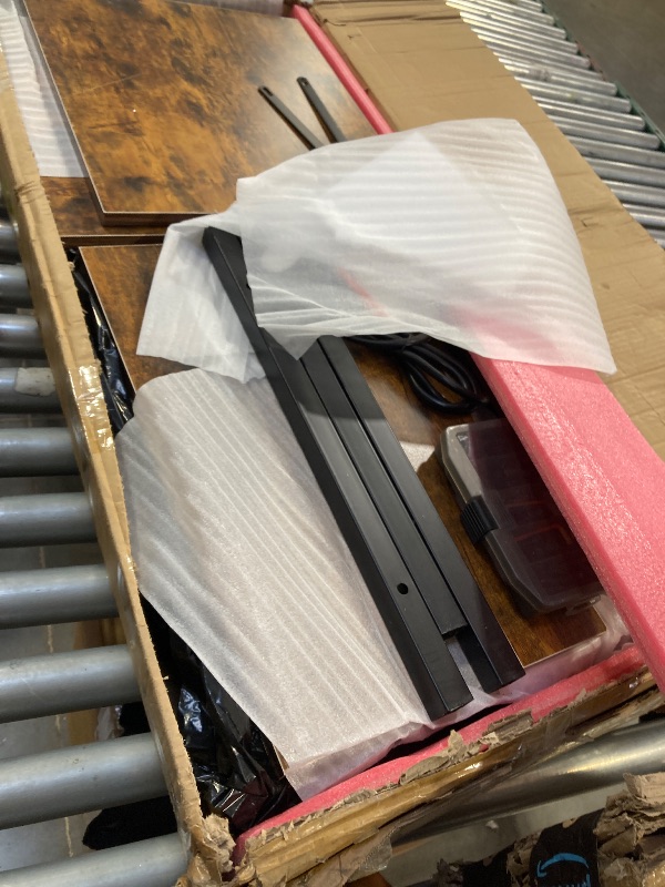 Photo 1 of  Kitchen Baker’s Rack with Power Outlet, 4-Tier Microwave Stand, Coffee Bar with 5 S-Shaped Hooks, Heavy Duty Storage Shelf Unit for Spices, Pots, Rustic Brown