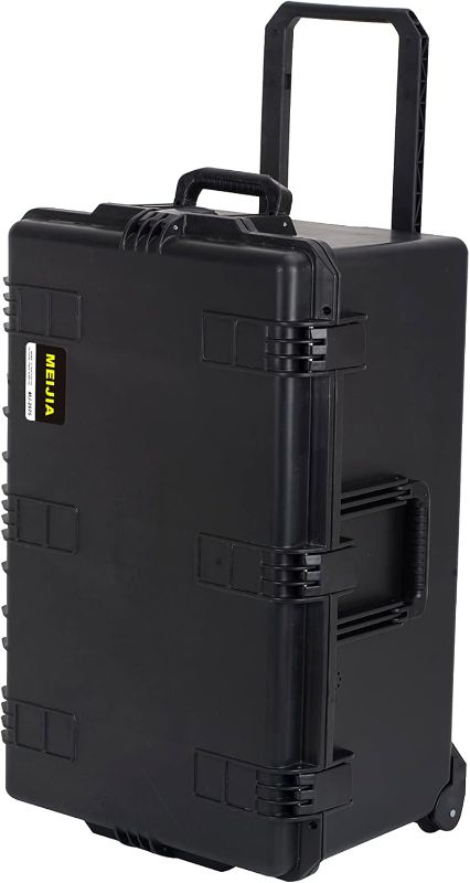 Photo 1 of MEIJIA Premium Waterproof Hard Compact Rolling Camera Case with customizable fit foam and wheels,Full Protection with Light&Convenient Design,Elegant Black (31.3"X20.3"X15.5")