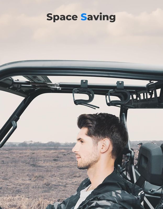 Photo 1 of Overhead Tool Holder Rack, Hunting Tool Holder Rack Roof Mounted Tool and Bow Rack for 23 in - 32 in Roll Bars Depth (Front to Back) Compatible with Polaris Ranger, Mule