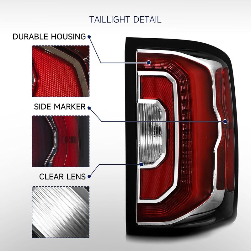 Photo 1 of Tail Lights Assembly Compatible with 2016 2017 2018 GMC Sierra 1500-Right Taillamp Taillights with Bulbs for 2018 Sierra 1500 Denali LED Type, Right Passenger Side, OEM: GM2801295 84365931