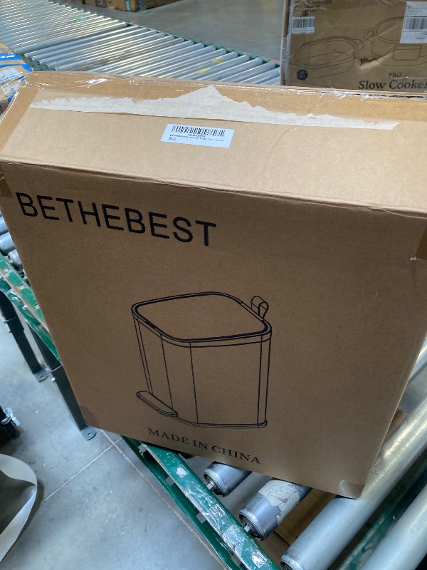 Photo 1 of BETHEBEST Trash Can with Lid,Soft Close,Step Pedal,4 Gallon/15 Liter Stainless Steel Bathroom Trash Can with Removable Inner Waste Bin,Small Garbage Cans for Bathroom, Bed Room,Office, Kitchen(Black) 
