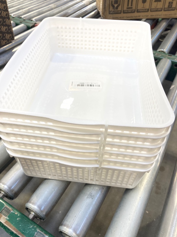Photo 1 of AnnkkyUS 6-pack Storage Basket Trays, Plastic Office Tray, White