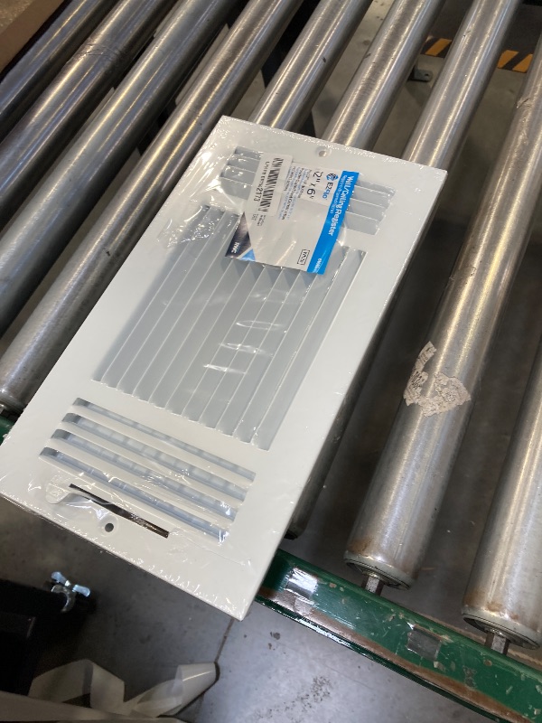 Photo 1 of EZ-FLO 12 x 6 Inch (Duct Opening) Air Vent Cover for Wall or Ceiling, Three-Way Ventilation Register, Solid Steel HVAC Register Cover, White, 61615