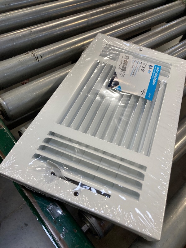 Photo 1 of EZ-FLO 12 x 6 Inch (Duct Opening) Air Vent Cover for Wall or Ceiling, Three-Way Ventilation Register, Solid Steel HVAC Register Cover, White, 61615