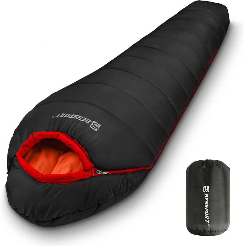 Photo 1 of Bessport Mummy Sleeping Bag | 15-45 ? Extreme 3-4 Season Sleeping Bag for Adults Cold Weather– Warm and Washable, for Hiking Traveling & Outdoor Activities
