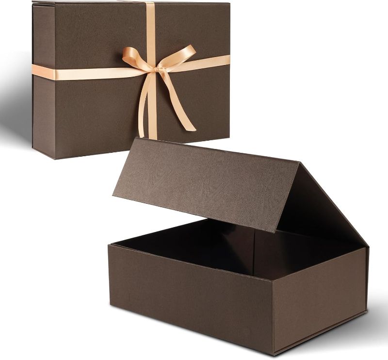 Photo 1 of nomacano Luxury Gift Box 13 x 10 x 4.5 inch, Large Brown Gift Box for Presents with Magnetic Lids for Valentine's Day
