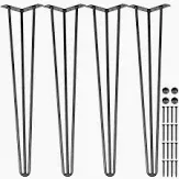 Photo 1 of Hairpin Table Legs 34 in. Black Set of 4 Desk Legs Each 220 lbs. Load Capacity Heavy-Duty Furniture Legs for Bench Desk