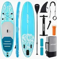 Photo 1 of Hotsee 10'6" Inflatable Stand Up Paddle Board, 6" Thick SUP Paddle Board with Accessories for Fishing, Non-Slip EVA Deck, Removable Fins, Dual-Action Pump
