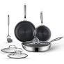 Photo 1 of useluck cookware set 7 piece set tri ply stainless steel nonstick pan set