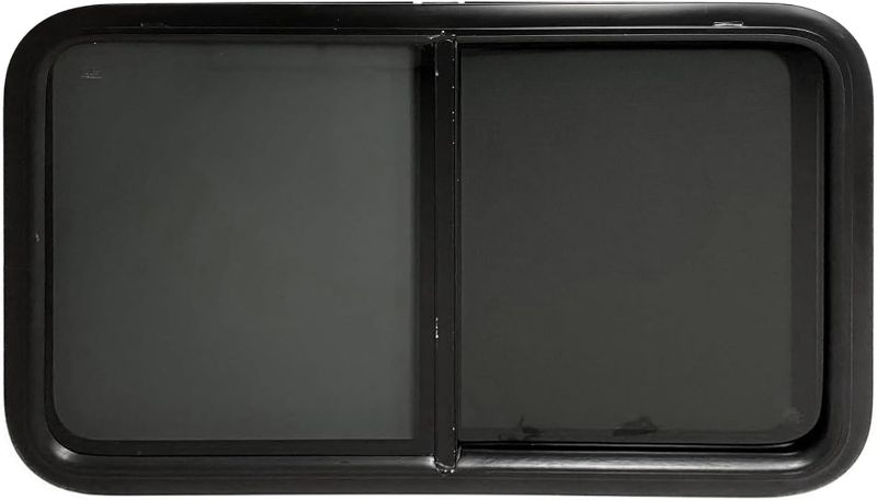 Photo 1 of , Tiny House Horizontal Slider W/Screen & Interior Camper Window Clamp Ring Included, Teardrop Replacement Trailer Window (Horizontal Slider, 35" x 22")
