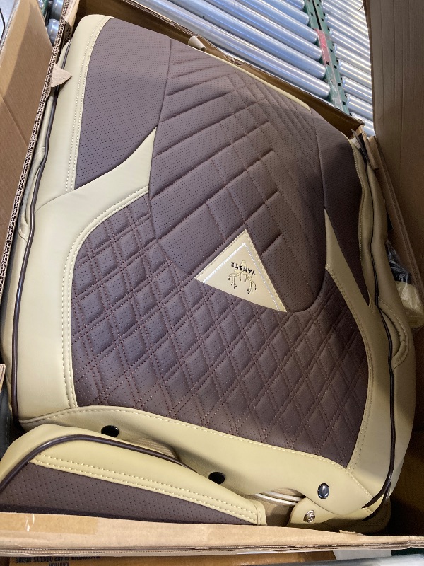 Photo 1 of Leather Seat Covers Fit for 2009-2025 F150 Seats, 2011-2025 F250 F350 F450 Seats, Full Coverage Pickup Truck Seat Cover (Front Only, Brown Coffee) 