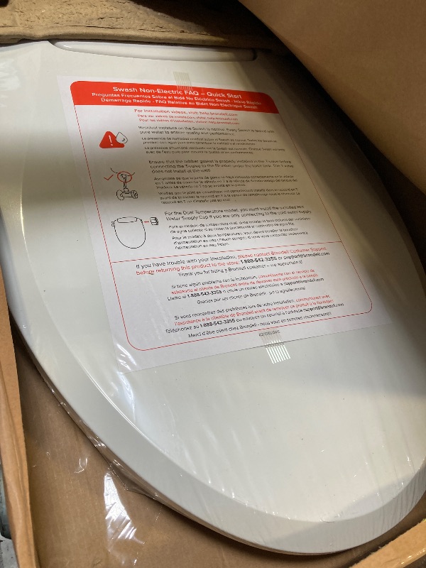 Photo 1 of Brondell Bidet Toilet Seat, Non-Electric Swash Ecoseat, Fits Elongated Toilets, White - Dual Temperature, Dual Nozzle System - Bidet with Easy Installation