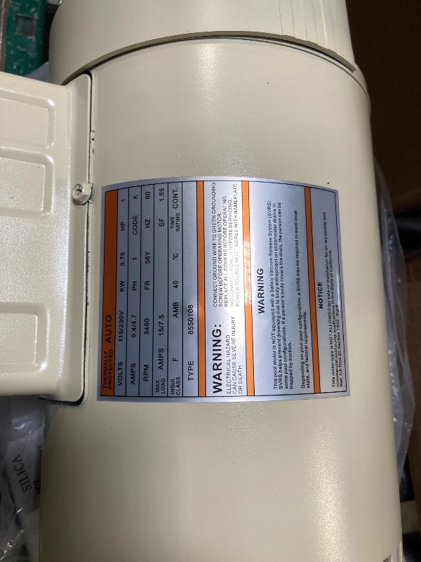 Photo 1 of 355010S New Pool Pump Motor Replacement Square Flange Motor for WhisperFlo High Performance Pool Pumps WFE-4 & WFE-26, for SuperFlo model SF-N1-1/2-AE, 115-230 Volts, 1 Speed Replace 071314S .