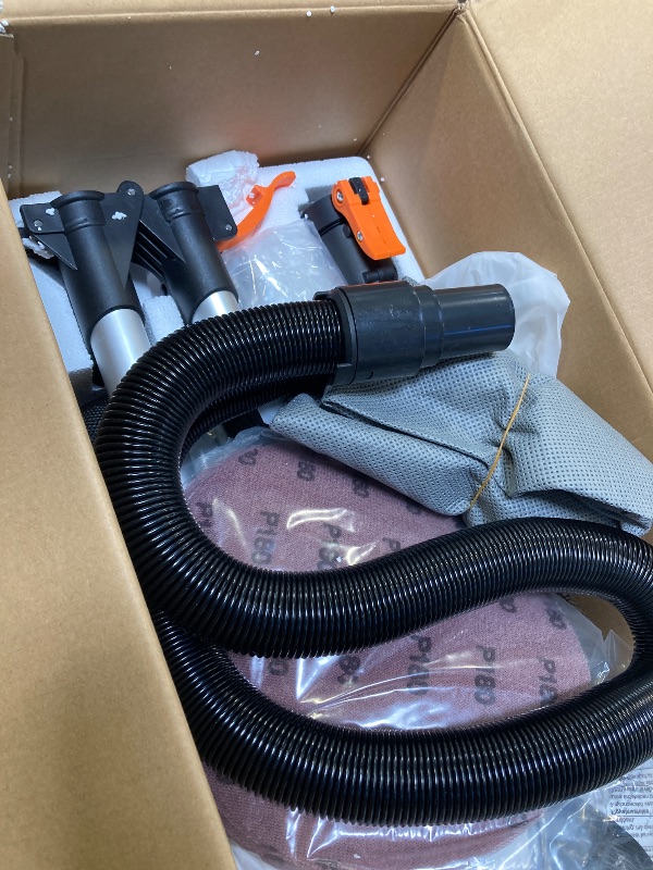 Photo 1 of Electric Drywall Sander with Vacuum Dust Collection, Variable Speed, LED Light, Foldable Handle, Sanding Discs & Grids 