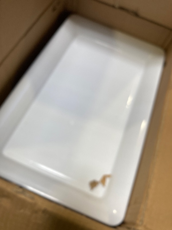 Photo 1 of 4 Rectangle White Plastic Heavy Duty Serving Trays 12" x 18" Decorative Wedding & Party Platters