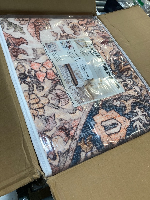 Photo 1 of x12 Washable Area Rug Boho Chic Medallion Distressed Design Non-Shedding Easy Care Ideal for High Traffic Areas in Rug for Living Room Bedroom Office Coffee Table Large Carpet 