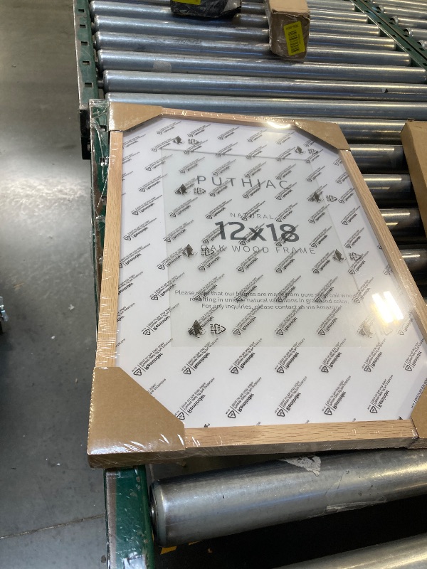 Photo 1 of 12x18 Oak Wood Picture Frame - Minimalist 12x18 Poster Frame, 12"x18" Picture Frame Wood, Natural Solid Wooden Picture Frames for Wall Art Photo and Prints(1 Pack, Beige) 