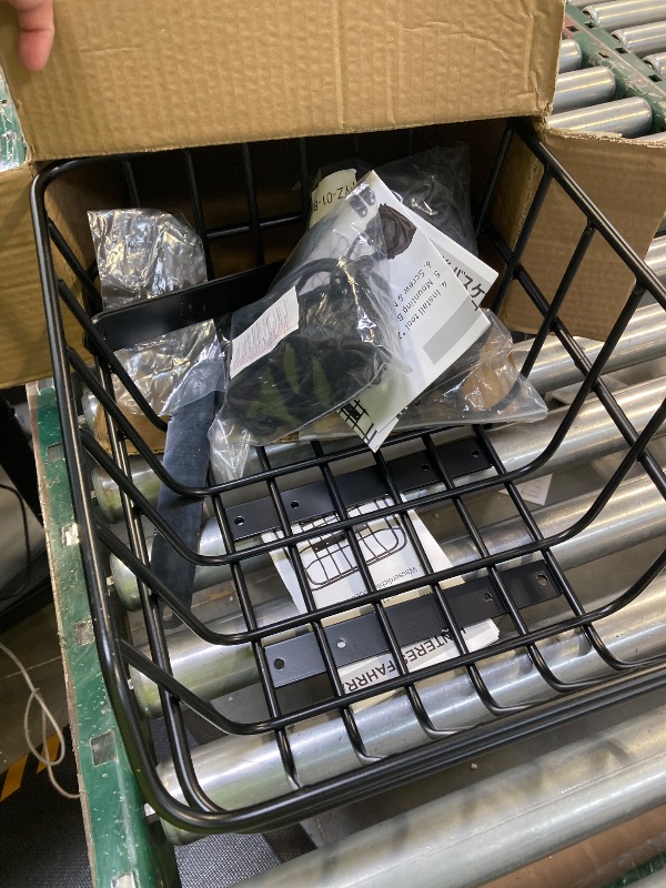 Photo 1 of CXWXC Rear Bike Basket - Bicycle Rear Basket with Cargo Net and Waterproof Cover - Rear Mount Aluminium Bike Basket Large Capacity