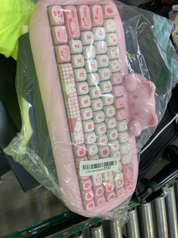 Photo 1 of YUNZII C68 Wireless Mechanical Keyboard,65% Layout,Hot Swap,Triple Mode BT5.0/2.4G/Wired, RGB Backlit NKRO,Cute Cat Silicone Ergonomic Design for Win/Mac (Pink, Milk Switch)