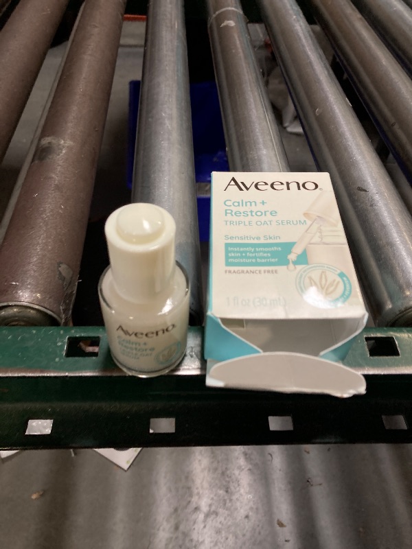 Photo 1 of Aveeno Calm + Restore Triple Oat Hydrating Face Serum for Sensitive Skin, Gentle Lightweight Facial Serum Instantly Smooths Skin, Non-Comedogenic, Hypoallergenic & Fragrance-Free, 1 fl. oz