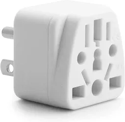 Photo 1 of  US Travel Plug Adapter, EU,UK,AU,in,CN,JP,Asia,Italy,Brazil to USA (Type B), 3 Prong Grounded USA Wall Plug Wall Outlet Power Charger Converter (White)