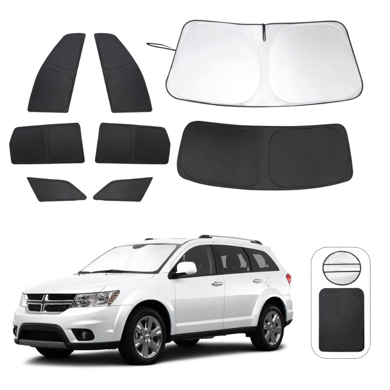 Photo 1 of 8PCS Windshield Sun Shade Custom Fit for 2009-2020 Dodge Journey Accessories Foldable Sunshade Side Rear Window Shade Cover Full Set Privacy Protection Keeps Car Cool
