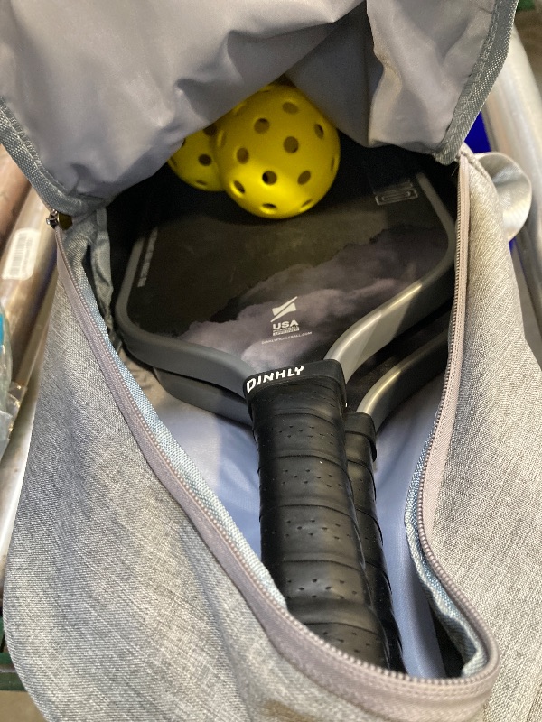 Photo 1 of Dinkly Raw Carbon Pickleball Paddles Set of 2, T700 Carbon Fiber Rackets with 16MM Honeycomb Polymer Core, 4 Balls and 1 Portable Carry Bag, USAPA Approved Pickleball Set for Men, Women, Grey