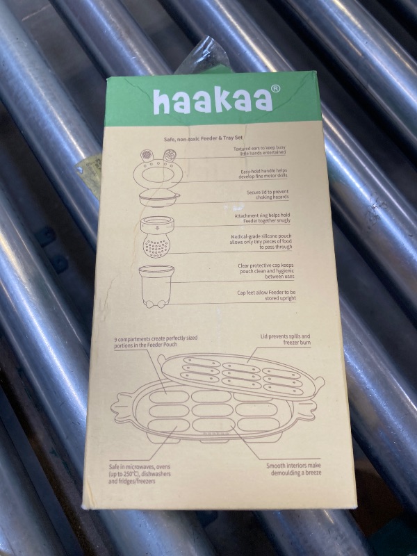 Photo 1 of Haakaa Baby Fruit Food Feeder & Silicone Freezer Nibble Tray Combo - Breastmilk Popsicle Mold for Baby Cooling Relief, BPA Free Baby Mesh Food Feeder for Infant Self Feeding - Pea Green