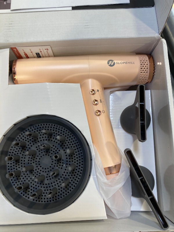 Photo 1 of slopehill Professional Ionic Hair Dryer, High-Speed Blow Dryer with Brushless Motor for Salon Use, Lightweight Compact Hairdryer for Travel, Low Noise Quiet for Home, Ceramic Pink