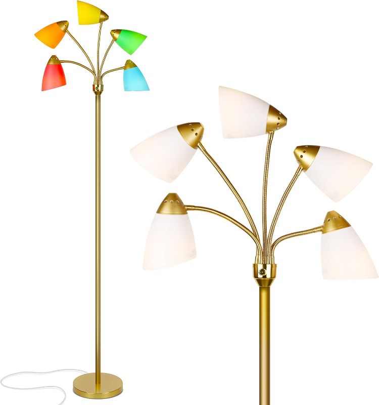 Photo 1 of Brightech Medusa LED Floor Lamp – Multi-Head Dimmable Floor Lamp for Living Rooms & Offices – Tall Lamp with Interchangeable Shades, Adjustable Standing Lamp for Bedroom Reading – Brass/Gold
