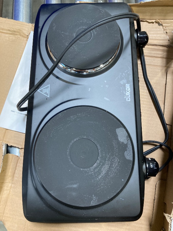 Photo 1 of CUKOR Electric Hot Plate, Double Cast Iron 2 Burner, 1800W Countertop Burner, Dual Electric Stove Burners, Portabel Electric Cooktop, Portabel Double Burner for Cooking