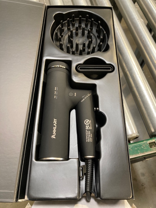 Photo 1 of ANNLARY Plasma Ion Hair Dryer with Diffuser for Curly Hair, 110000 RPM Professional High Speed Blow Dryer with Plasma Ion, 1500W Foldable Travel Hairdryer with 6.5 Ft Cord Fast Drying for Women Men