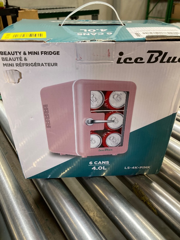 Photo 1 of Iceblue Skincare Fridge with Viewing Window, 4L/6Can Makeup Mini Fridge for Bedroom, 110V AC/ 12V DC Refrigerator Cooler & Warmer for Car, Office & Dorm, Small Fridge for Cosmetics, Skin Care-Pink