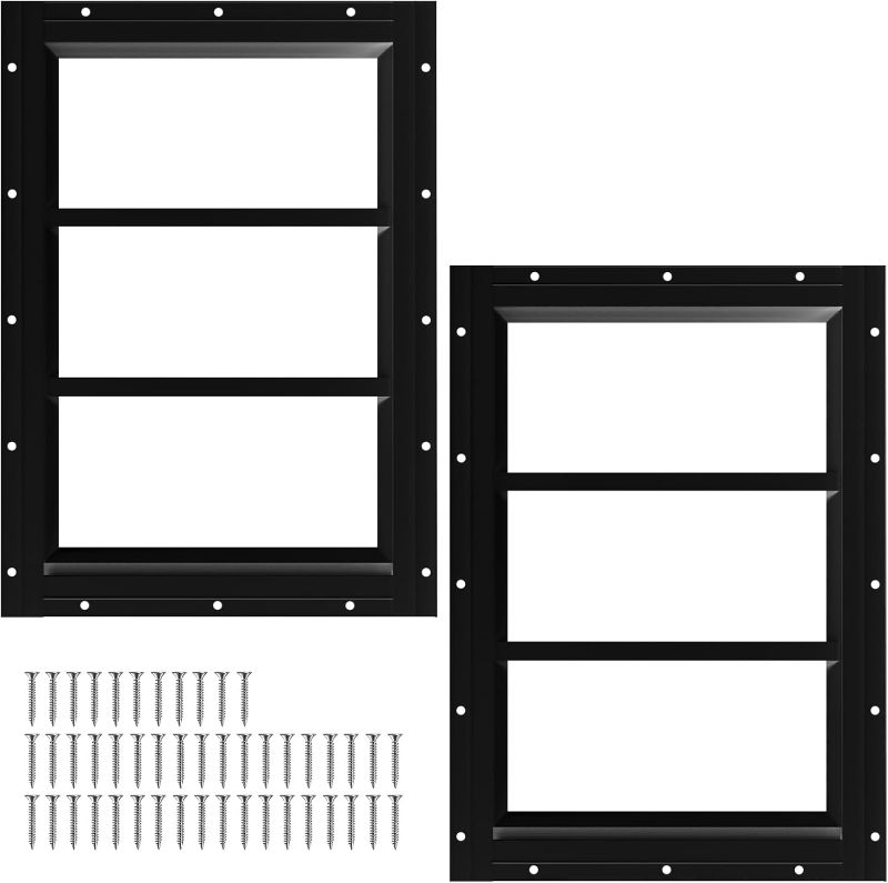 Photo 1 of NeatiEase 2 Pack Shed Windows 10"x18", Transom Window Fixed Design with Tempered Glass for Playhouses, Sheds, Garage and Chicken Coops (Black)
