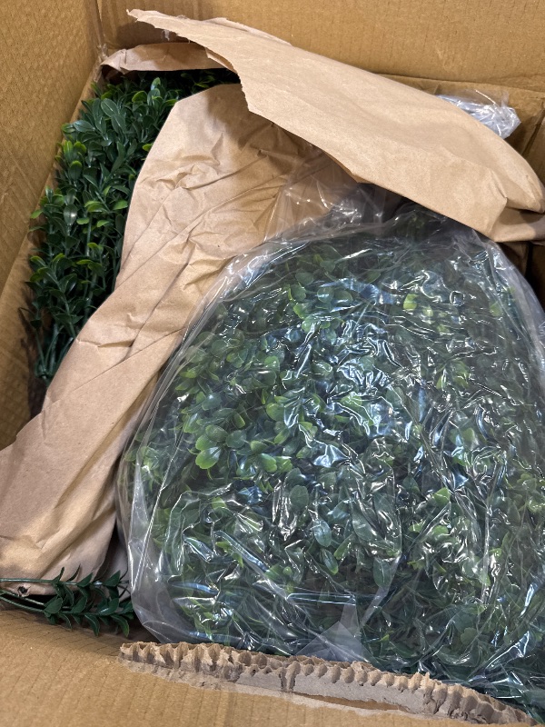 Photo 1 of 28" Artificial Boxwood Topiary Ball Trees with Ground Spike for Outdoor,Set of 2 UV Resistant Artificial Shrub Bushes,Artificial Plants,Fake Boxwood Plants for Indoor, Garden, Yard,Patio Décor

