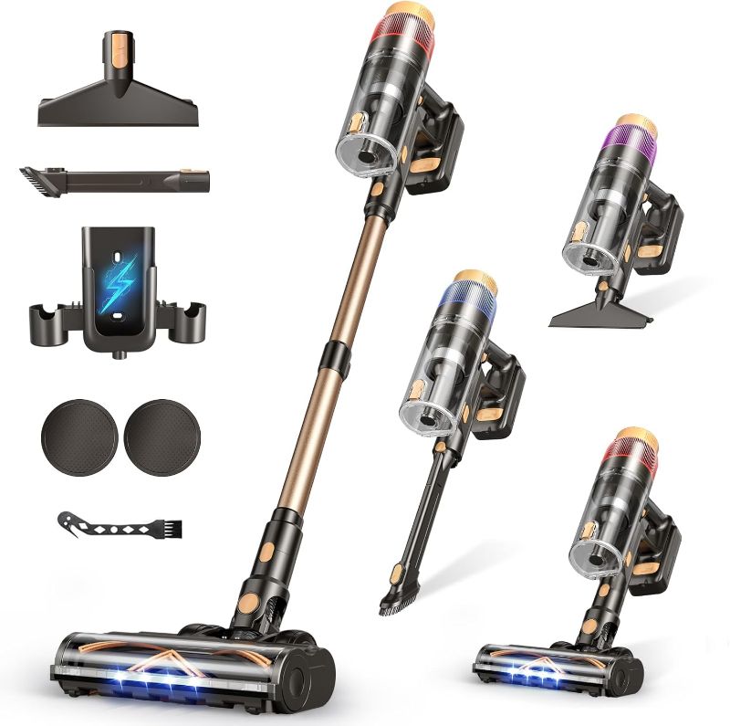 Photo 1 of Cordless Vacuum Cleaner, 580W 48KPA 70 Mins Vacuum Cleaners for Home, Self-Standing Stick Vacuum with Wall Mount Charge, Touch Screen, Ultra High-Power Brush for Pet Hair/Plush Carpet/All Floor