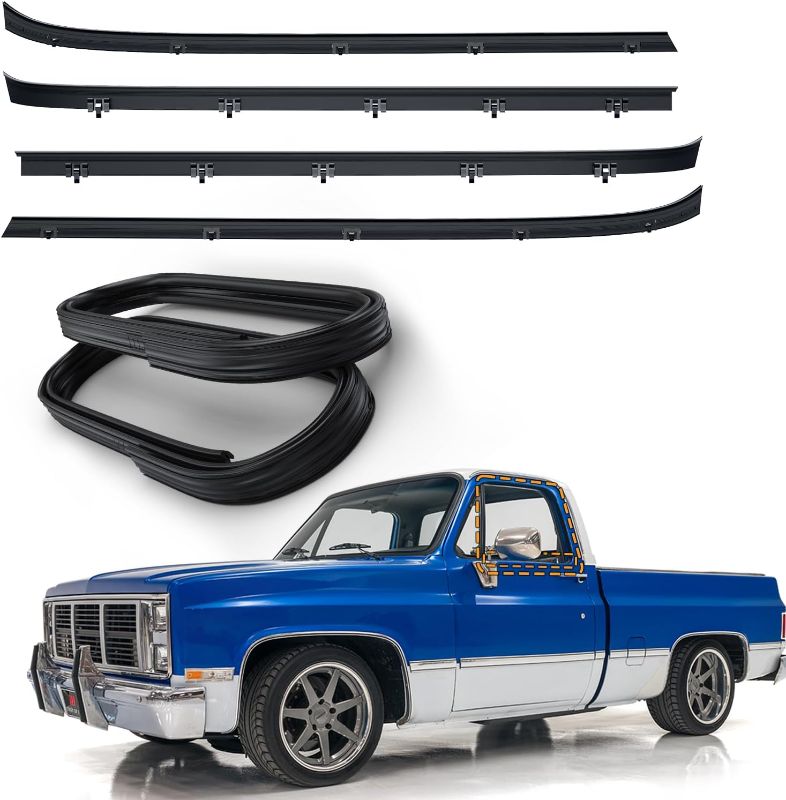 Photo 1 of Front Door Window Weatherstrip Kit,Molding Sweep Felt Trim Seal & Run Channel Seal for GMC C1500 C2500 C3500 K1500 K2500 K3500,Jimmy,Chevy C10 C20 C30 K5 K10 K20 K30,Suburban R1500 R2500
