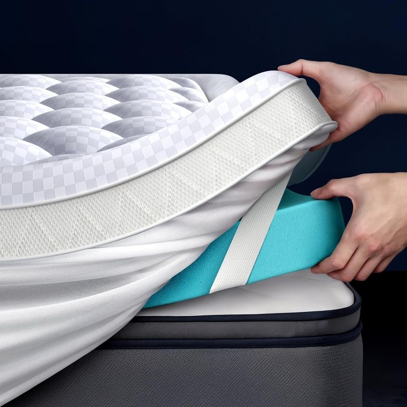 Photo 1 of 5 Inch Mega Support Memory Foam King Mattress Topper for Pressure Relief, Dual Layer 2.5" Pillow Top King Size Mattress Topper Plus 2.5" Cooling Gel Infused Memory Foam Mattress Pad