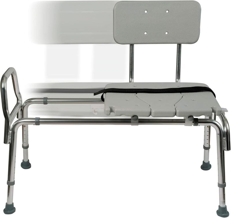 Photo 1 of DMI Tub Transfer Bench and Shower Chair with Non Slip Aluminum Body, FSA Eligible, Adjustable Seat Height and Cut Out Access