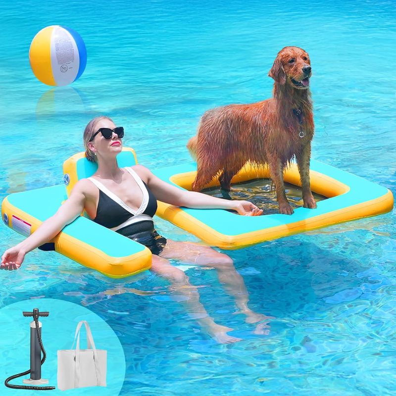 Photo 1 of Innovative Inflatable Dog Pool Float with Seat – Durable PVC Water Raft for Adults & Dogs – Enjoy Water Fun Together – 242 lbs Capacity – Portable Floating Lounge