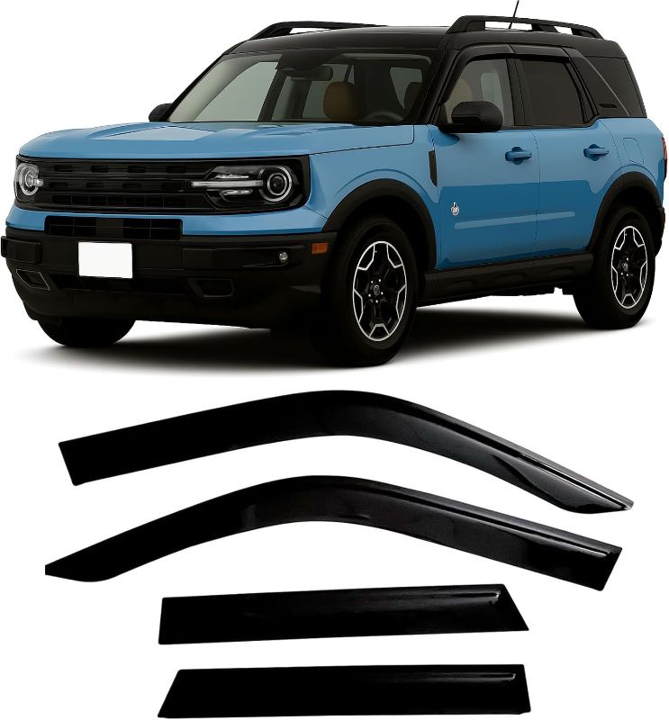 Photo 1 of 2021-2026 Tape-On Rain Guards for Ford Bronco Side Window Visor Deflectors Sport Big Bend Outer Banks Badlands 2022 2023 2024 2025
