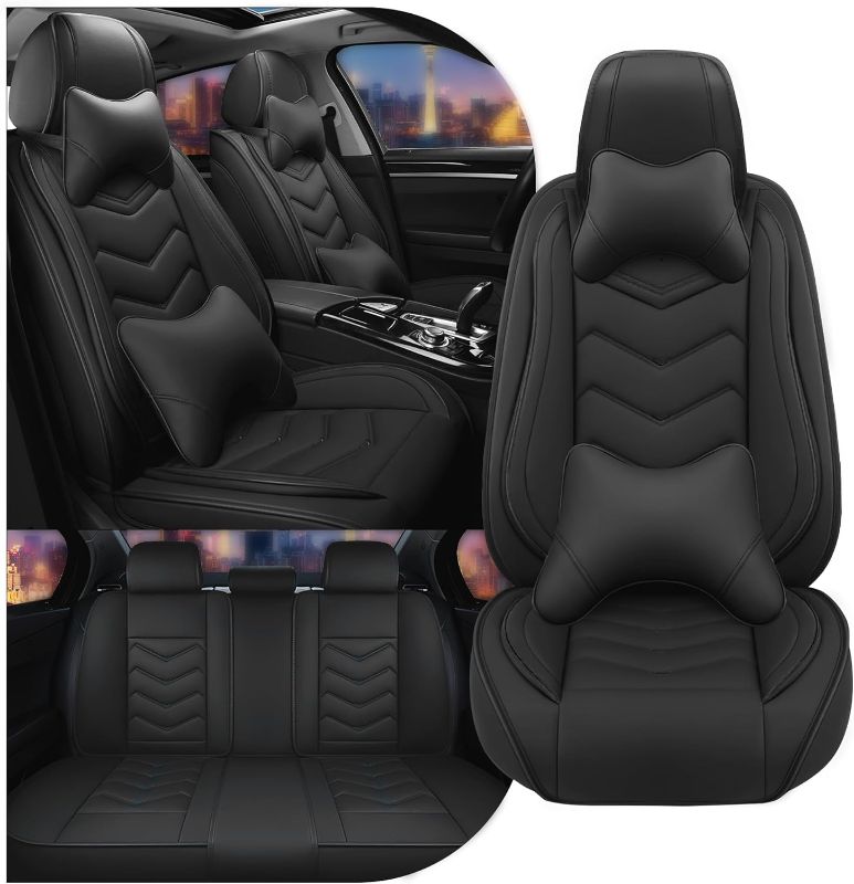 Photo 1 of Car Seat Covers for Honda Civic 2000-2026, Stylish Sport Seat Cover, Premium Nappa Leather Car Seat Cover. Automobile Seat Covers Sets.(Luxury 5 Seats/Pure Black)
