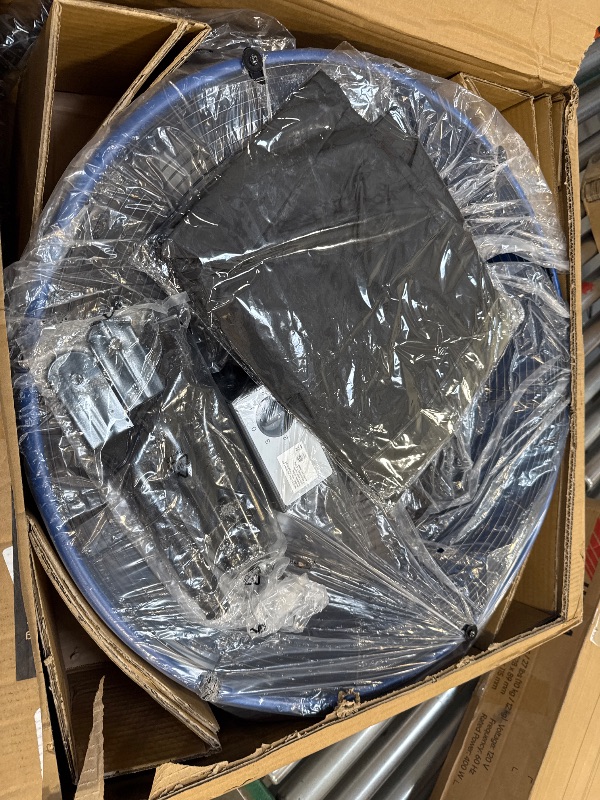 Photo 1 of 24 Inch High Velocity Heavy Duty Large Industrial Fan, Floor Fan with High Medium and Low 3 Wind Speed Adjustment, Parameters 120V Voltage, 320W Power-Blue with Fan Cover.
